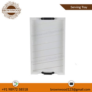 Bandejas de madera hechas a mano de alta calidad con asas de metal Amplia gama de bandejas para servir al mejor precio Venta directa de fábrica ahora - Product Image 2