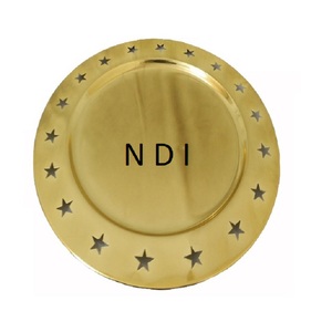 Assiette de service décorative artisanale avec finition dorée pour mariage ou célébration d'occasion spéciale à prix de gros - Product Image 1