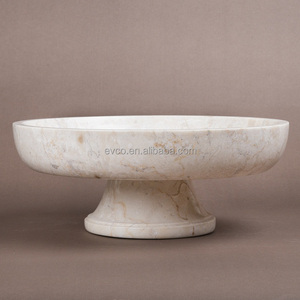 Natural Champagne Marble Fruit Bowl On Pedestal - Product Image 4