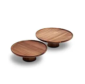 Eco-friendly Round Wood Server Cake Stand wedding party serving cupcake platter Bake ware Cake Tools for sale