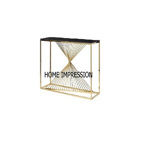 Elegante y moderno metal arena temporizador lujo mármol superior consola Mesa nuevo moderno lujo consolas vajilla artículo para proveedores al por mayor - Product Image 1