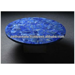 Mesa de Piedra lapislázuli redonda, mesa de piedras preciosas semipreciosas - Product Image 1