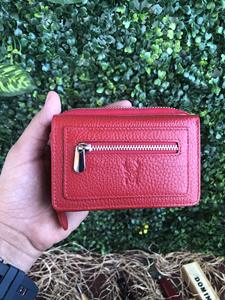 Petit portefeuille compact en cuir véritable de haute qualité pour femme avec poche à monnaie zippée - Product Image 2