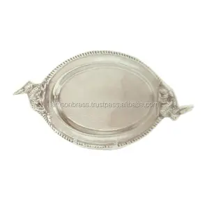 Table Decor Oval Shape Metal Dish Rabbit Design Handle Dishes & Plates
