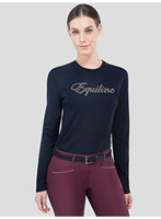 Haut de sport équestre pour femme, ajusté, à manches longues, avec fermeture éclair 1/4, respirant, séchage rapide, à sequins