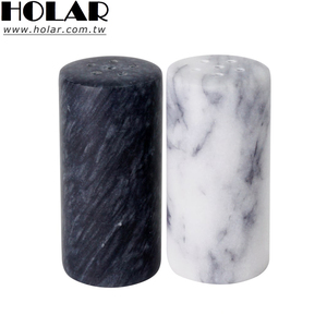 [Holar] ไต้หวันทำทรงกระบอกสีดำสีขาวหินอ่อนเครื่องเทศเกลือและพริกไทยชุดเครื่องปั่น - Product Image 1