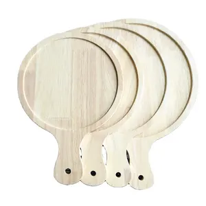 Sapele木製まな板キッチンラウンドピザプレートハンドル付き