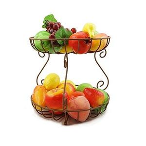 Cesta de frutas de hierro forjado de 2 niveles de diseño, cesta de frutas de tamaño personalizado de forma redonda para uso doméstico en hoteles y restaurantes - Product Image 4
