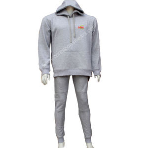 Costume de jogging à capuche gris chiné sur mesure pour hommes, survêtement de sport à manches longues 100% coton pour l'hiver - Product Image 1