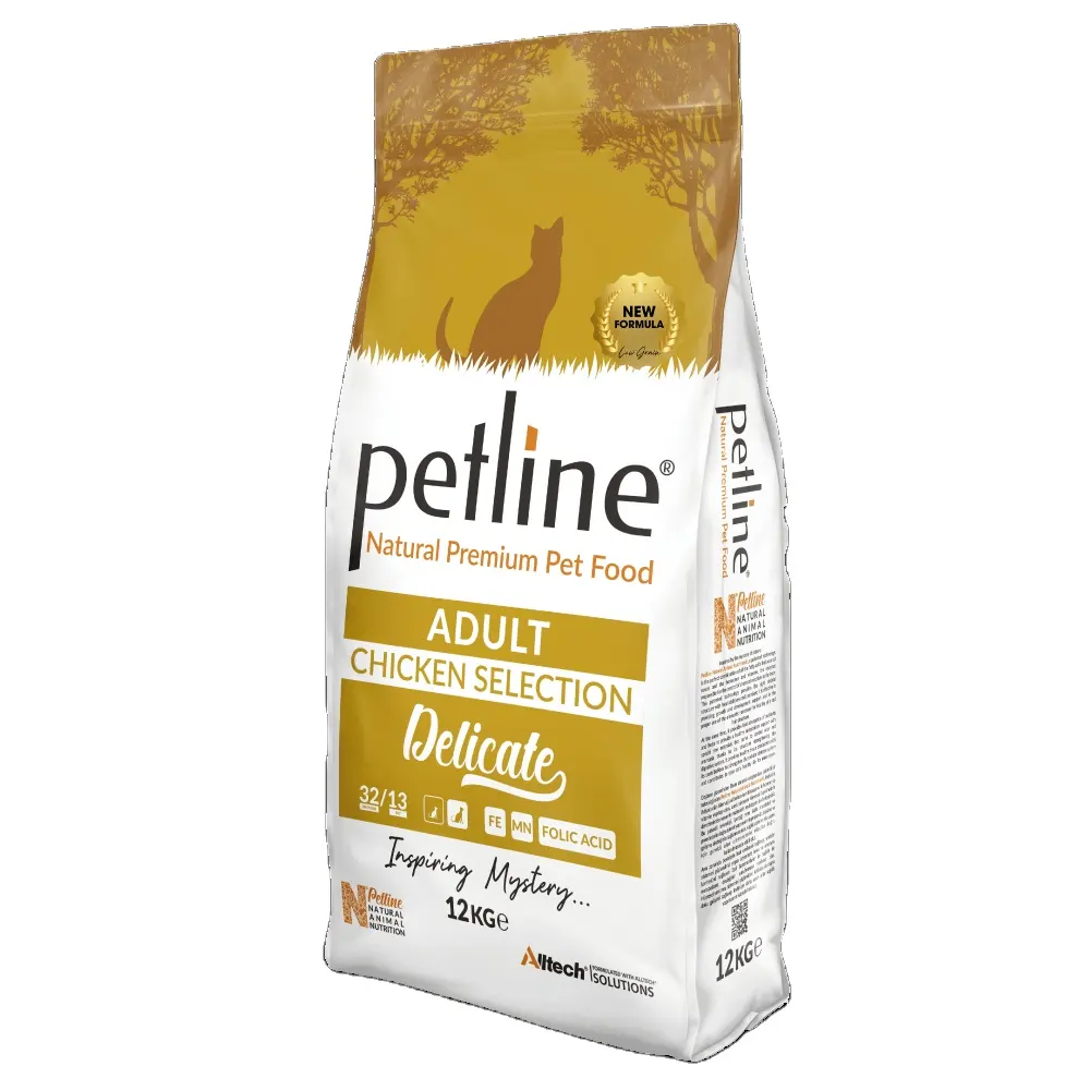 Petline Protein Tinggi Premium Alami Dewasa Ayam Kucing Makanan 12 Kg Petline Whosale Makanan Hewan Peliharaan Perusahaan Manufaktur Turki