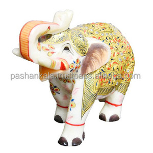 Figura de elefante pintada en oro y mármol - Product Image 1