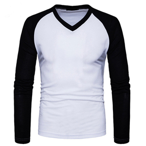Nouveauté T-shirt à manches longues pour homme, col en V, 100% coton, tricoté, uni, design personnalisé, prix de gros, Bangladesh - Product Image 2