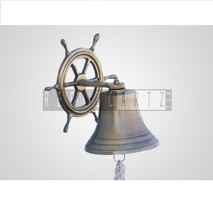 Campana de latón antigua para rueda, campana marítima para barco, decoración náutica para puerta o pared, decoración vintage para el hogar, regalo costero, adorno. - Product Image 3