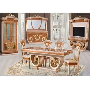Juego de mesa de comedor de madera de teca tallada a mano, muebles modernos de Diseño Popular - Product Image 1