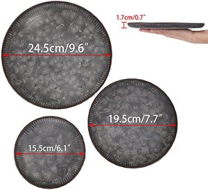 Set of 3 <b>Black</b> Color Coated Round Galvanized <b>Serving</b> <b>Trays</b> Perfect for Kitchenware Hotel and Restaurant Food <b>Serving</b> Daily Use - Product Image 4