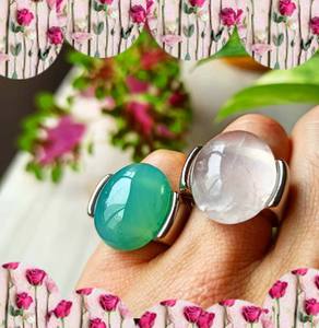 อัญมณีควอทซ์สีฟ้า925แหวนเงินเครื่องประดับเงินสเตอร์ลิงทำด้วยมือสุดฮิตเครื่องประดับฤดูร้อน - Product Image 3