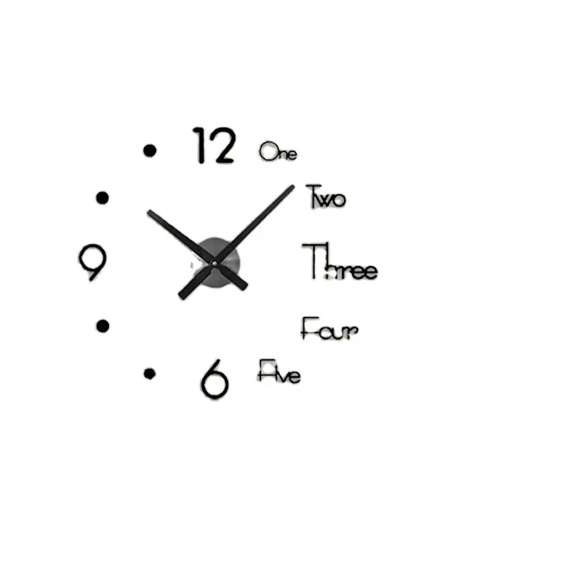 Cheaper Price Customized Logo Punch-free Acrylic Wall Sticker Clock DIY European Style Simple Silent 3d Creative Wall Clock