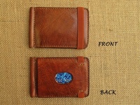 Dompet Pria Kulit Asli Anti Air Penjepit Uang Tempat Kartu Kredit Buatan Tangan Minimalis Penutup Dompet Tipis Pendek Praktis