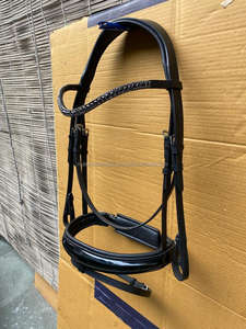 Brida de caballo de cuero teñido con tambor vegetal de la mejor calidad con cristales y equipo de caballo sueco Noseband - Product Image 2