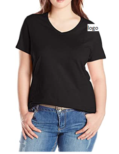 T-shirt manches courtes et col en v pour femme, haute qualité, importé, 100% coton, vêtements de lavage à Machine, Stock, vente en gros - Product Image 6