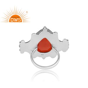 Boohoo-Anillo de cóctel de GEMA de ónix roja Natural, proveedor de joyería oxidado, diseño de plata 925 - Product Image 4