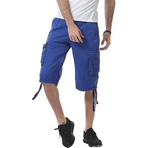 Pantalones cortos informales hasta la rodilla para hombre, Pantalón Cargo de sarga con bolsillos y cremallera - Product Image 1
