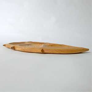 Bol de service en forme de feuille en bois de teck écologique ensemble de vaisselle vaisselle et assiettes ustensiles de cuisine - Product Image 5