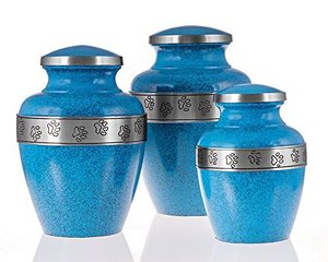 Urnes de crémation bleues de concepteur pour des animaux de compagnie métal en laiton/aluminium unique en gros pour le stockage commémoratif des cendres funéraires - Product Image 4