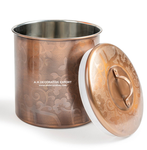 Recipiente de Cobre Antiguo de Lujo y Alta Calidad con Acabado Brillante y Diseño Hecho a Mano, con Tapa, para Almacenamiento de Utensilios de Cocina, en Venta - Product Image 6