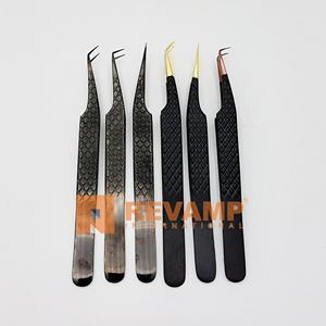 Kit d'extensions de cils durables en acier inoxydable Diamond Grip Lash Tweezers avec ventilateurs d'isolation Volume Fiber Pointed Tips - Product Image 3