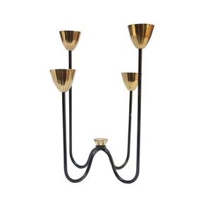 Candelabro de Hierro de 3 Brazos Color Negro con Base de Madera, Candelabro de la Mejor Calidad para Decoración de Sala de Estar - Product Image 4
