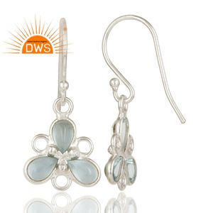Elegent Blue Topaz Gemstone Bezel Set Flower <b>Earring</b> Solid 925 <b>Sterling</b> <b>Silver</b> <b>Drop</b> <b>Earrings</b> Jewelry Wholesaler - Product Image 2