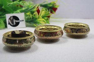 Tradnary Fragrance Rose Bowl Three Piece Set in Brass With Etched Design & Colored Modern Design & New Style for Fragrance Oil - Product Image 4