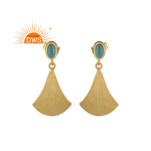 ต่างหูห้อยประดับพลอยแคลเซโดนีสีฟ้าธรรมชาติ เงินแท้ 925 รุ่นฮิตปี 2026 สำหรับผู้หญิง จากผู้ผลิตเครื่องประดับ - Product Image 1