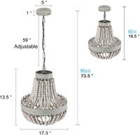 Lustre en métal avec perles en bois couleur grise pour la maison décorative fête de mariage salon utilisation