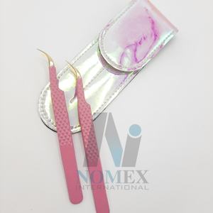 Pinzas de extensión de pestañas Rosas y doradas de calidad superior, agarre de diamante, juego de pinzas de pestañas probadas a mano de acero inoxidable - Product Image 5