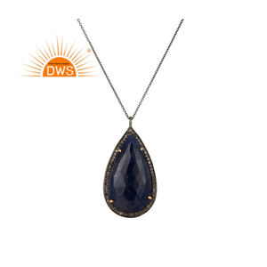 สร้อยคอเพชรธรรมชาติและไพลินดีไซน์ทำด้วยมือล่าสุดผู้ผลิตเครื่องประดับเพชร - Product Image 1