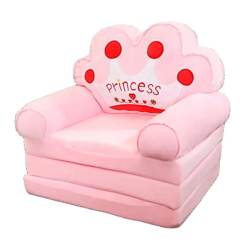 Kids Room Sofa Bonito Algodão de pelúcia Três Camadas Crianças Sofá-cama Dobrável Camas Cum Kids Toddler Pink Sofa Chair for Babies Girls