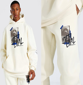 Sudaderas con capucha con estampado de grafiti para hombre, trajes de chándal de 2 piezas gruesas y gruesas - Product Image 6