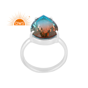 Newly Designer Fine Sterling Silver Natural Bio Alexanderite Doublet <b>Quartz</b> Gemstone Stackable <b>Ring</b> Jewelry Manufacturer - Product Image 1