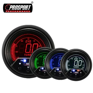 Pengukur Tekanan Turbo Mobil 60Mm, Meteran Digital LCD Pengukur Tekanan Turbo Mobil Universal Prosport Boost BAR PSI 4 Warna