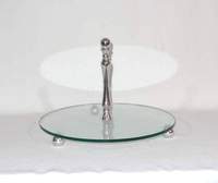 Premium Modern Fancy Luxury Premium Unique Nouveau Design Verre et Aluminium Support à Gâteau à 2 Niveaux pour les Fêtes de Cuisine et les Mariages