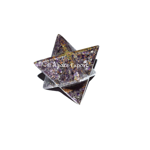 Orgone amatista Merkaba estrella Feng Shui piedra preciosa decoración del hogar tallado grabado amor - Product Image 2