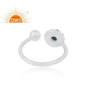 Anillo de Plata de Ley 925 con diseño Floral, joyería al por mayor de piedras preciosas de Topacio Azul de Londres, joyería fina de plata de ley - Product Image 4