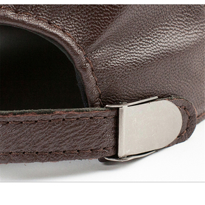 Baseball Caps Genuine Leather <b>Hats</b> for <b>Men</b> Sheepskin Dad <b>Hat</b> Adjustable Autumn <b>Winter</b> Black Brown Caps - Product Image 6