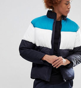 Veste matelassée décontractée pour hommes en toile enduite Col montant Velours côtelé multicolore Design à blocs de couleurs Hiver Service OEM disponible - Product Image 2