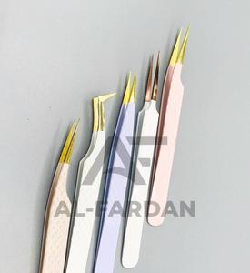 Pinzas Profesionales de Acero Inoxidable para Pestañas, Punta Dorada, Agarre de Diamante, Aislamiento, Puntas Rectas de Fibra Nano, Tipo Puntiagudo - Product Image 3