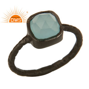 Nouvelle arrivée, fournisseur de bagues en argent 925, bague en chalcédoine aqua à facettes, bijoux, collection classique - Product Image 1