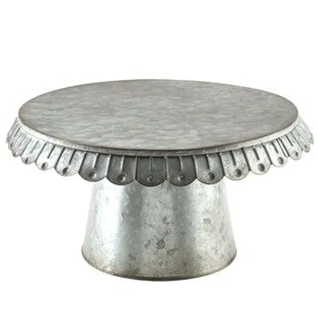 Zincato rotondo top cake stand esportatori di design moderno in metallo torta stand su misura torta server a prezzo interessante