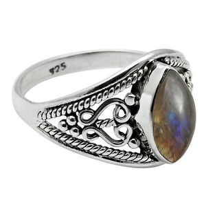 Labradorite Gemstone Bezel Set Marquise Shape 925 Sterling Silver Filigree Design Handmade <b>Ring</b> for Gifts Fine Wholesale Jewelry - Product Image 1